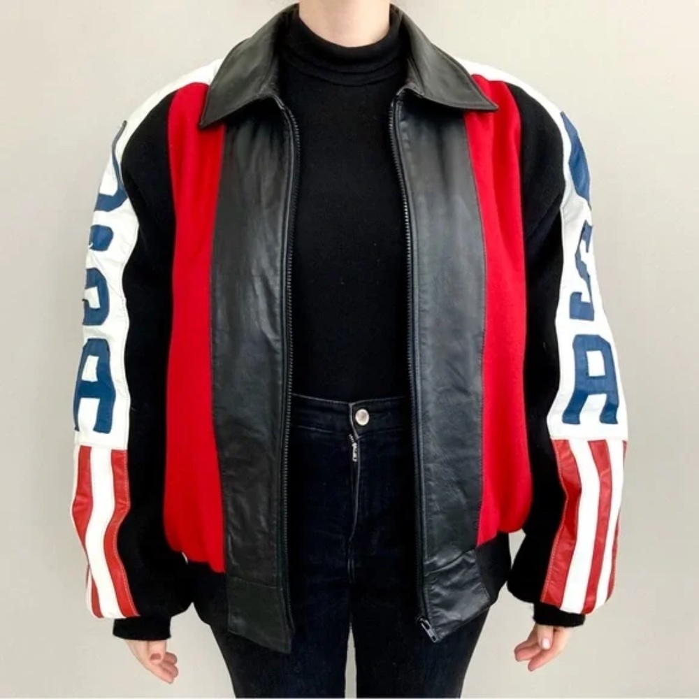 Vintage Bristol Golden Crown custom U.S.A. leather and wool varsity jacket. 🖤